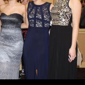 Navy Lace Formal Dress